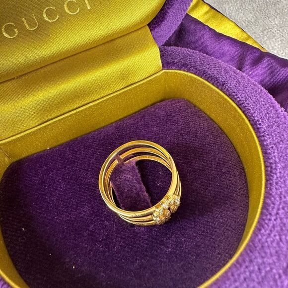 Gucci Running G Diamond 18k Yellow Gold Ring 6.5 - Picture 8 of 12